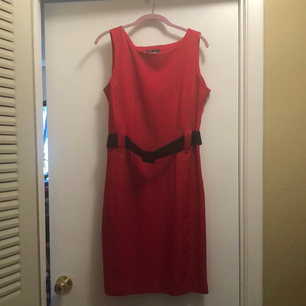 Sweet red dress with black belt size 12